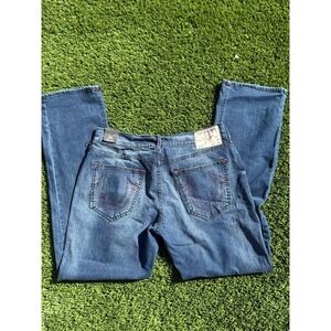 NWT True Religion Ricky Relaxed Straight‎ Jeans Mens 36x34 Dark Indigo Blaster